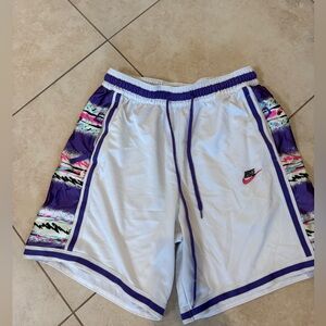 Nike White and Purple Athletic Shorts